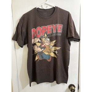 Men's Popeye Graphic T-Shirts Large Gray